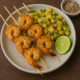 Kiawe Infused Shrimp Skewers with Pineapple Salsa