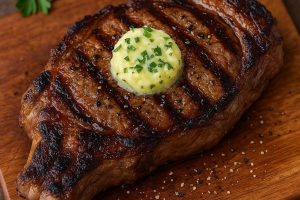 Kiawe-Smoked Grilled Ribeye with Garlic Herb Butter