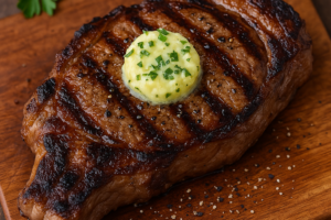 Kiawe-Smoked Grilled Ribeye with Garlic Herb Butter
