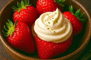 Strawberries with Bamboo Jade Whipped Cream