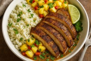 Hawaiian Jerk Chicken Bowl with Coconut Lime Rice